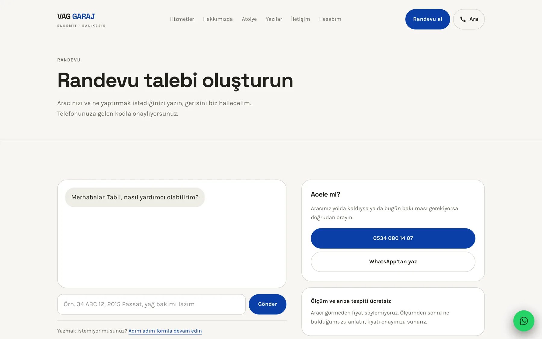 Online randevu ekranı